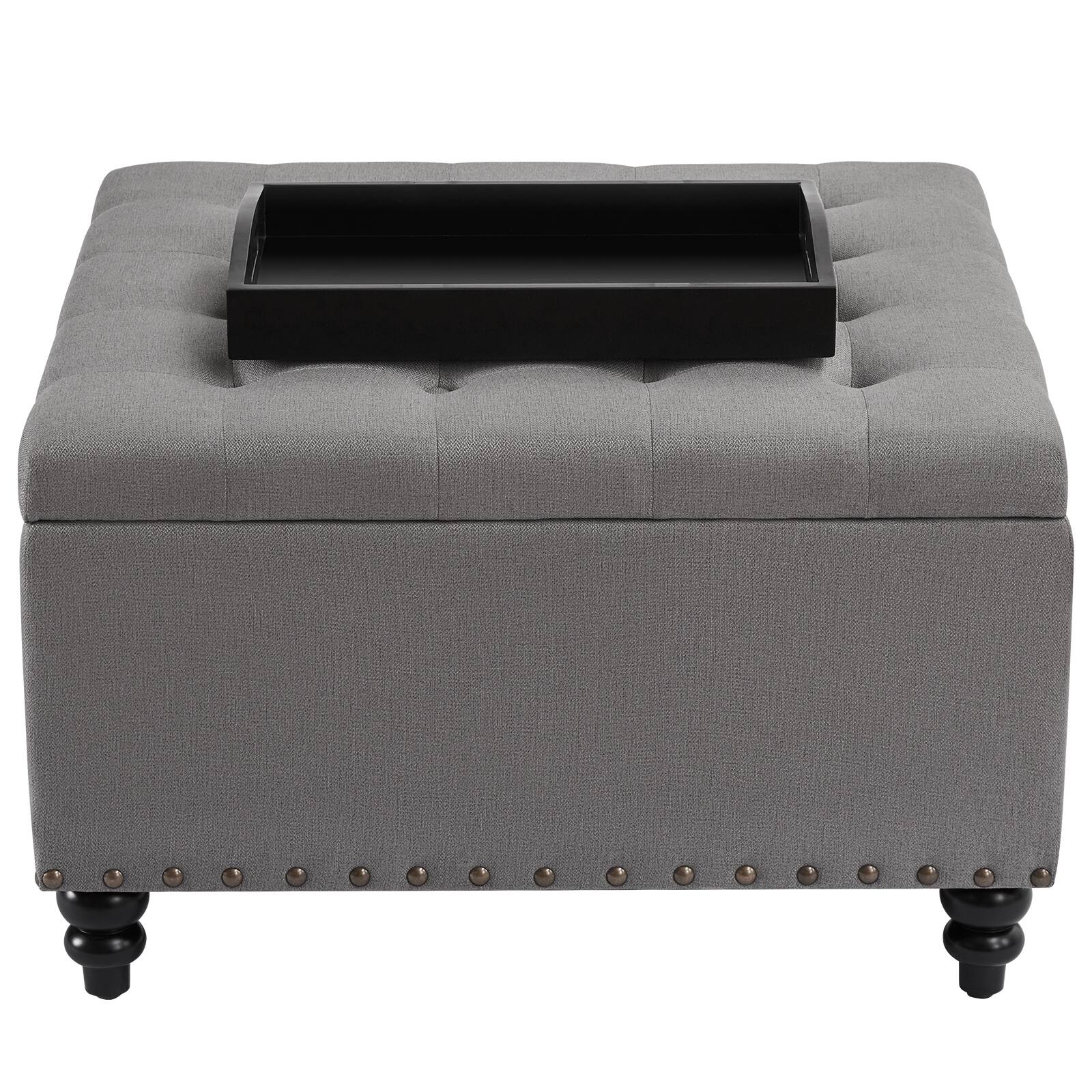 HUIMO Large Square Storage Ottoman for Living Room, Grey 30"W x 30"D x 18.1"H On Sale Bed